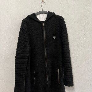 Cipo & Baxx Black Knit Hooded Coat